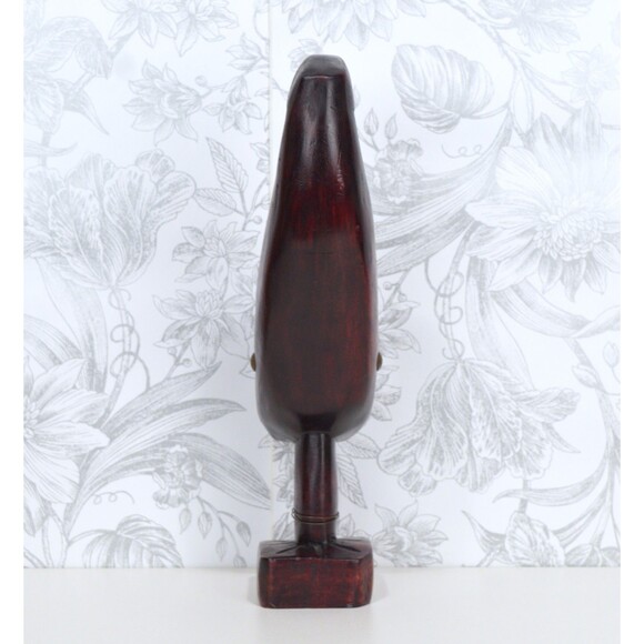 Vintage Haitian Wooden Hand Carved African Tribal Moon Head Sculpture Statue - Picture 6 of 11